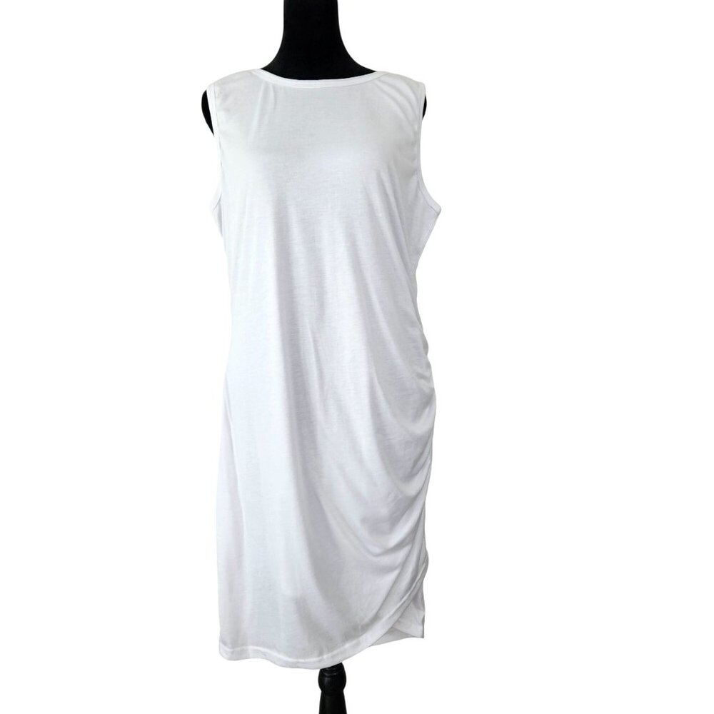 Womens Dress Size XL Casual Summer Ruched White Comfortable Vacation Cruise